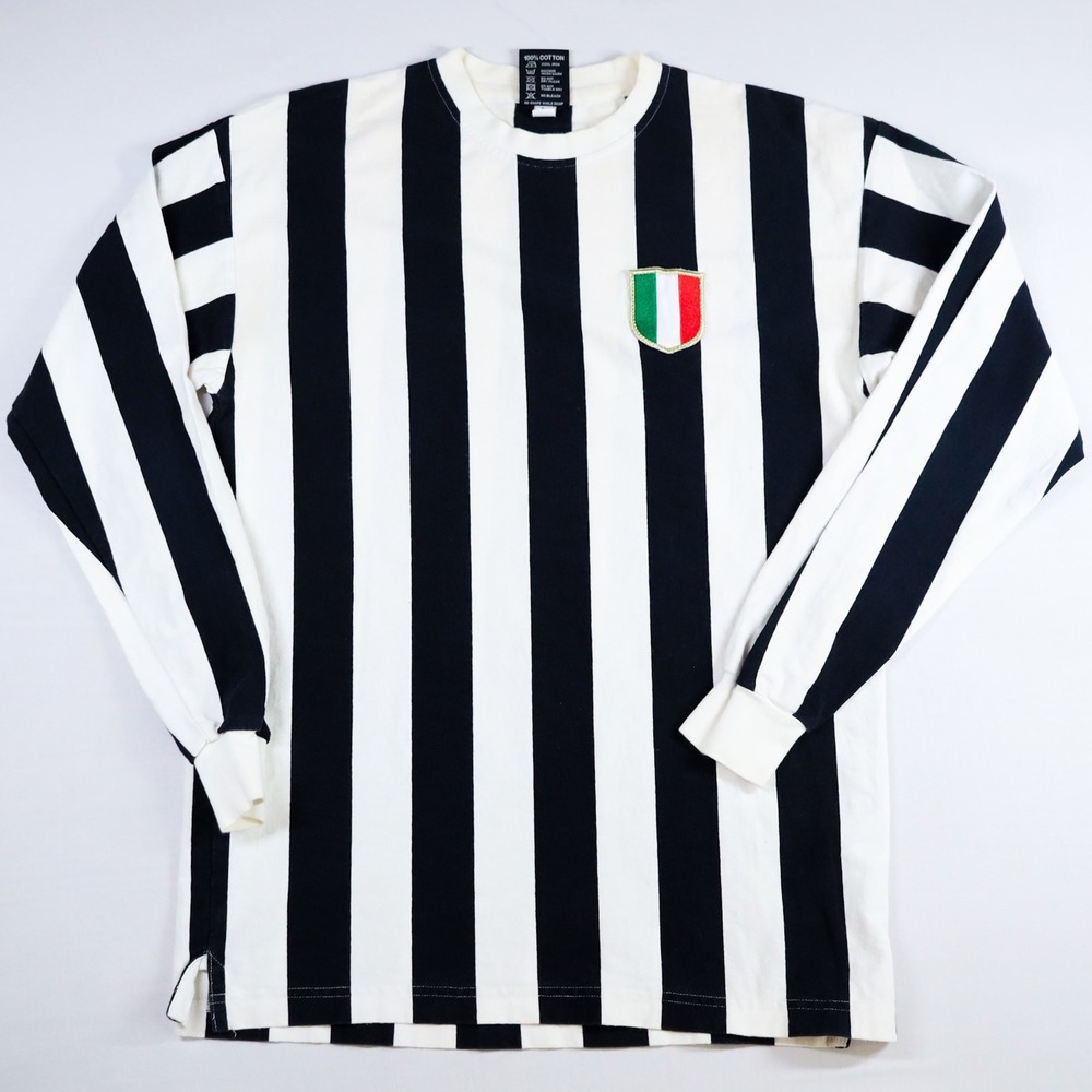 Juventus Scudetto Retro Long Sleeve Jersey Shirt Mens L Black White Official